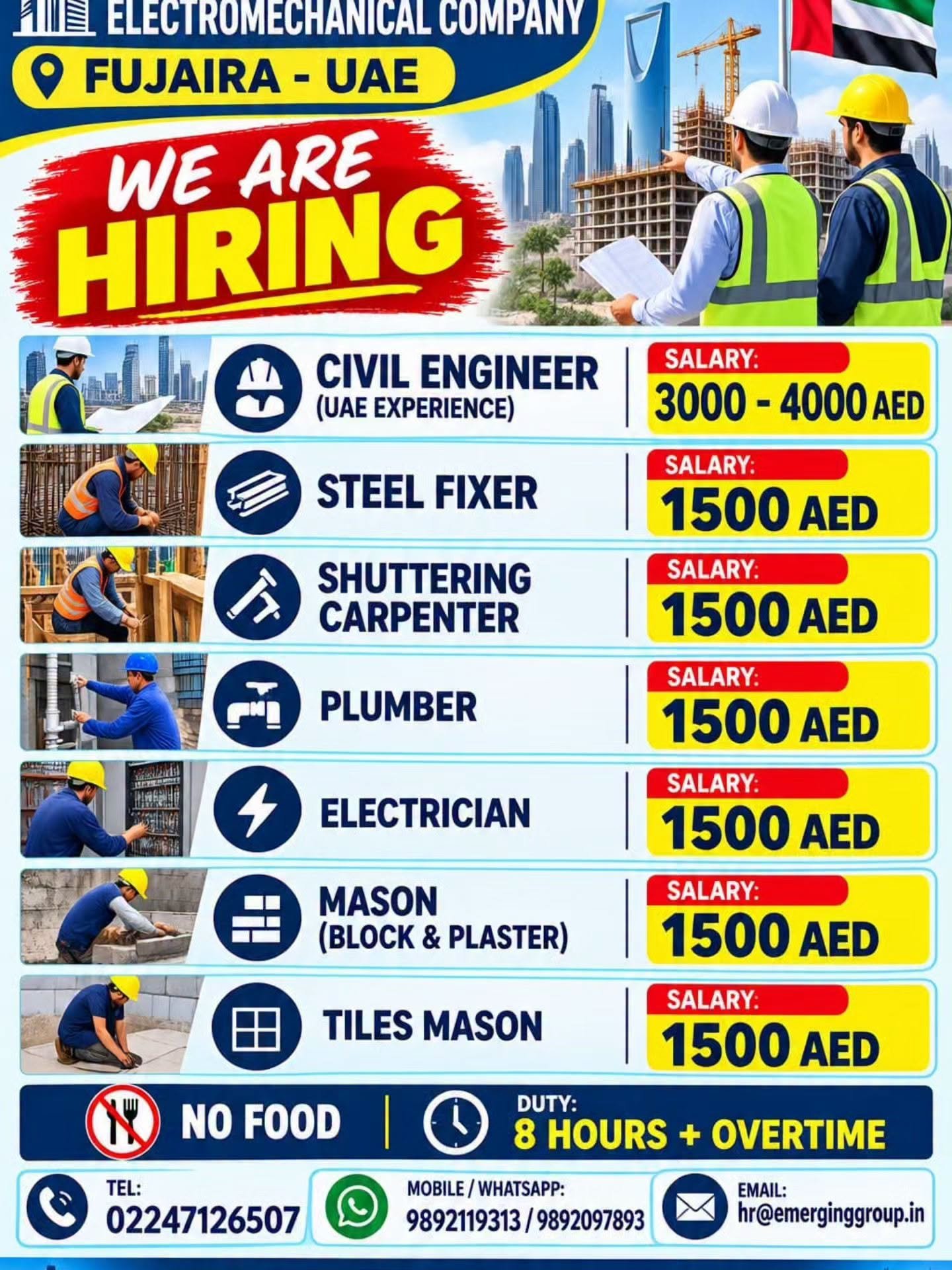 Fujairah UAE Jobs 2026 – Electromechanical Company Hiring 