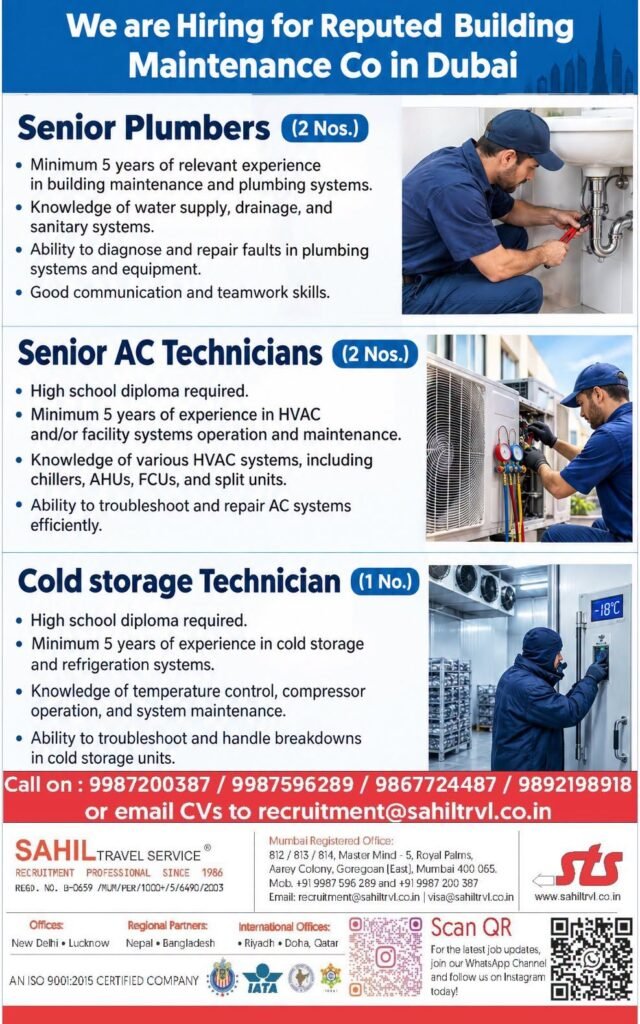 Hiring for Dubai – Huge and reputed company in Dubai Hiring for Dubai – Huge and reputed company in Dubai