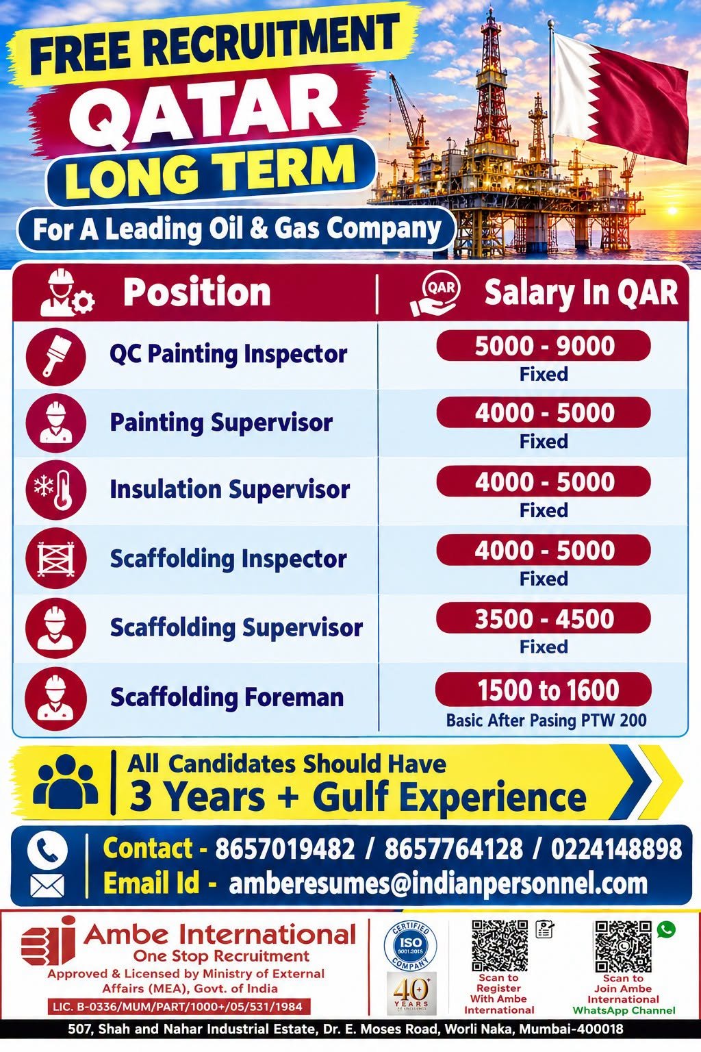 Recruiting For a Leading Oil & Gas Company in Qatar - Long Term