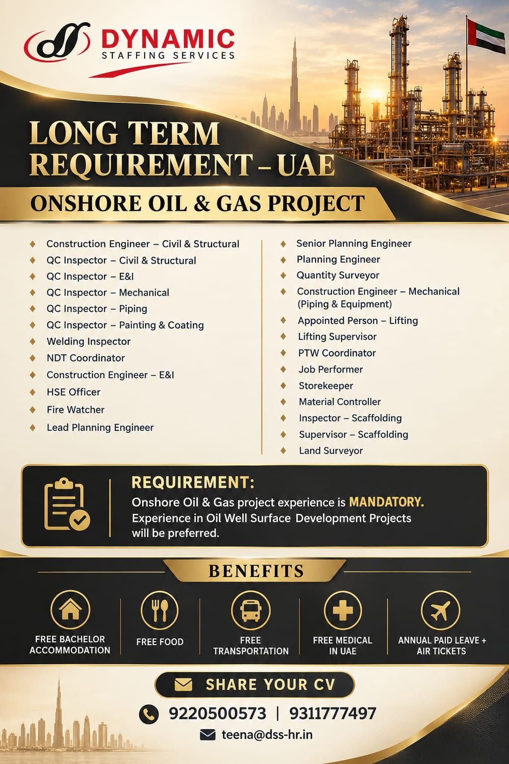 UAE Oil & Gas Jobs 2026 – Long-Term Onshore Project Hiring
