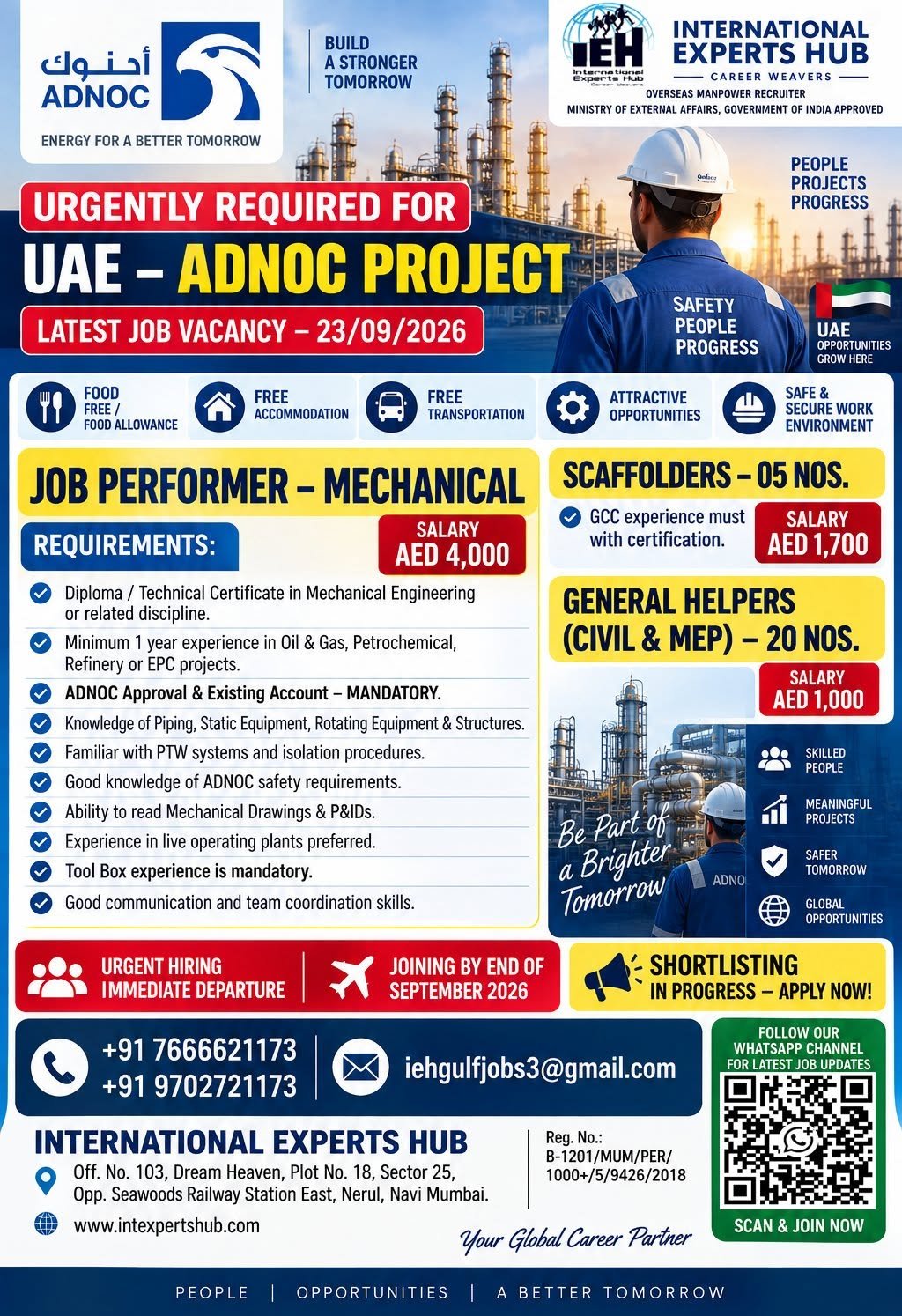 UAE Jobs 2026  | Job Performer, Scaffolders & Helpers