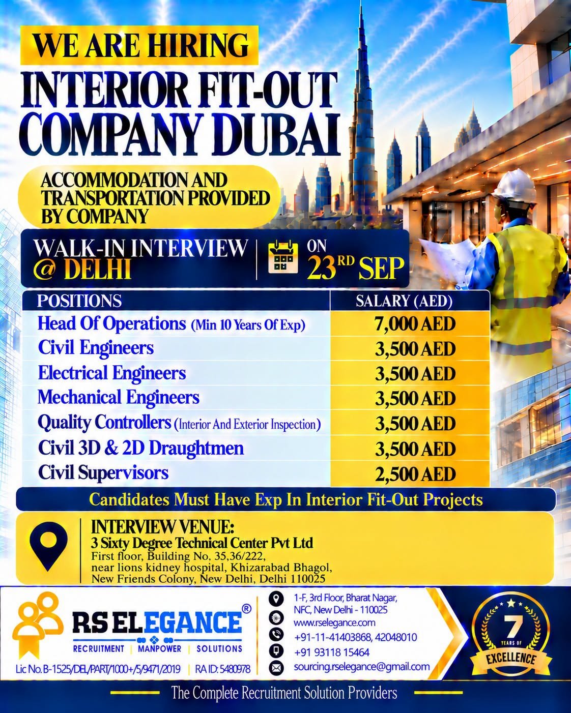 Dubai : Hiring For Interior Fit-Out Project 