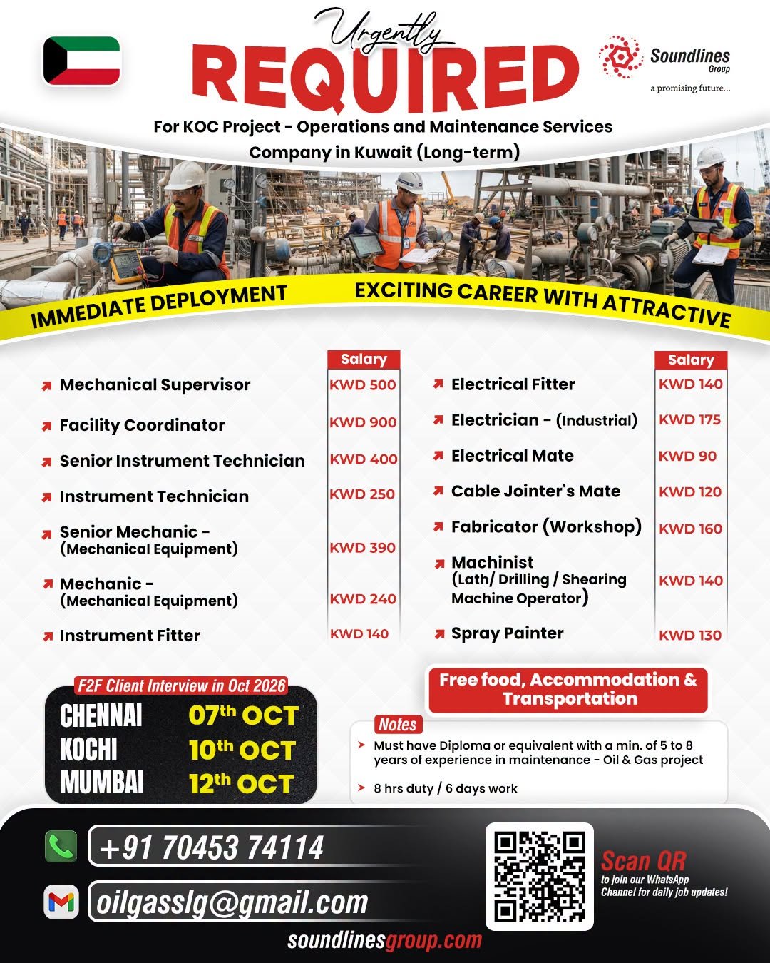 Hiring For Operations and Maintenance Services Company in Kuwait (Long-term)