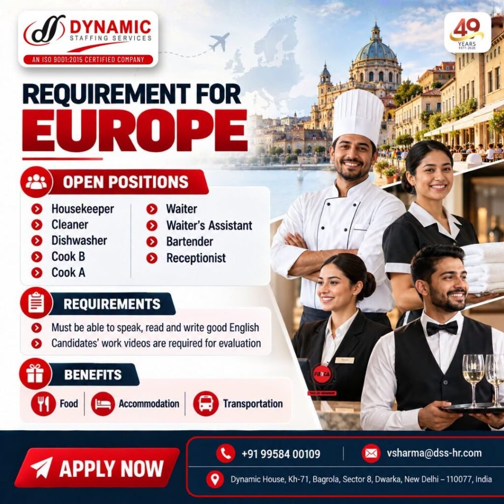 Europe Jobs 2026 – Urgent Recruitment for hospitality and hotel professionals Europe Jobs 2026 – Urgent Recruitment for hospitality and hotel professionals