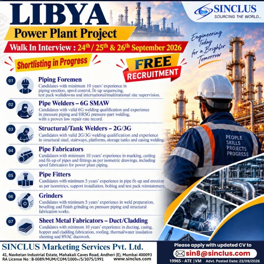 hiring professionals for a Power Plant Project in Libya