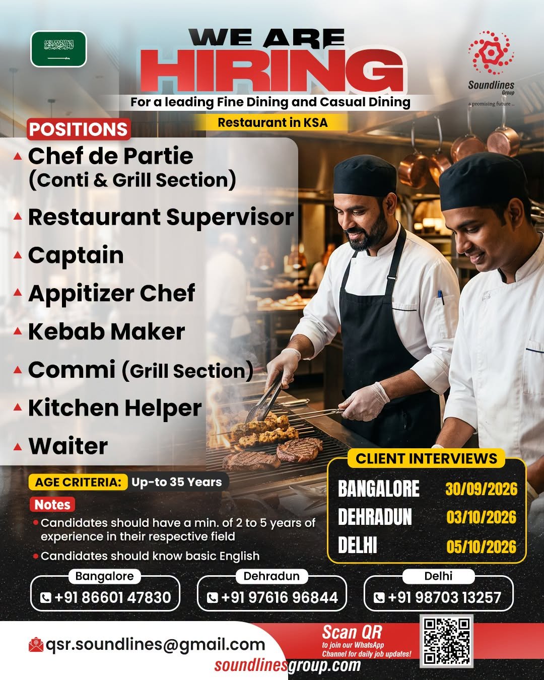 Saudi Arabia : Hiring For a leading Fine Dining and Casual Dining Restaurant in KSA