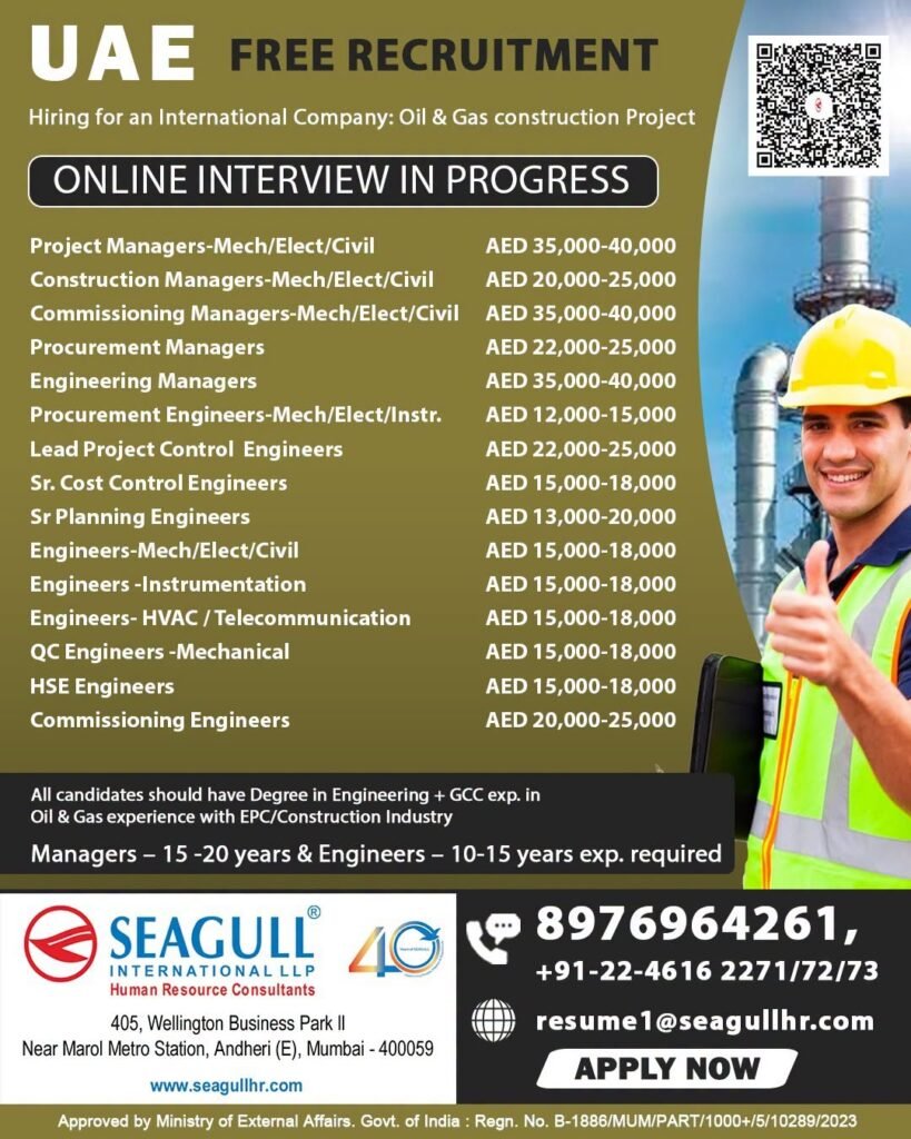 UAE Oil & Gas Jobs 2026 – Free Recruitment for Managers, Engineers & Project Professionals