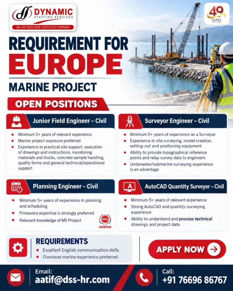Urgent Hiring For Europe - Marine Project Urgent Hiring For Europe - Marine Project
