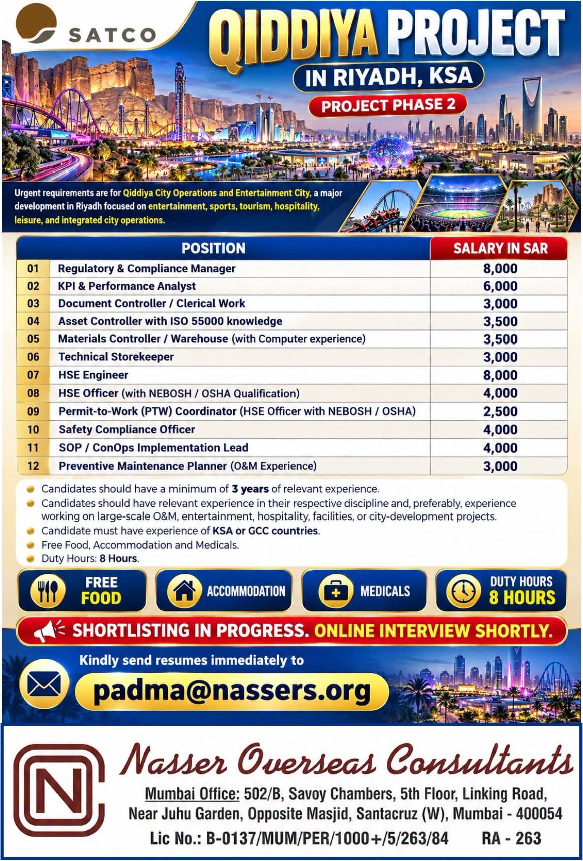 Qiddiya City Jobs in Riyadh, Saudi Arabia 2026 – SATCO Recruitment