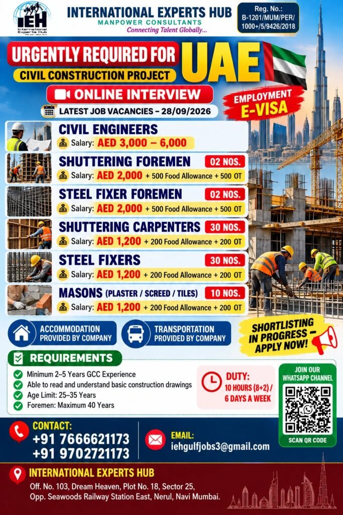UAE Civil Construction Jobs 2026: Apply Now UAE Civil Construction Jobs 2026: Apply Now