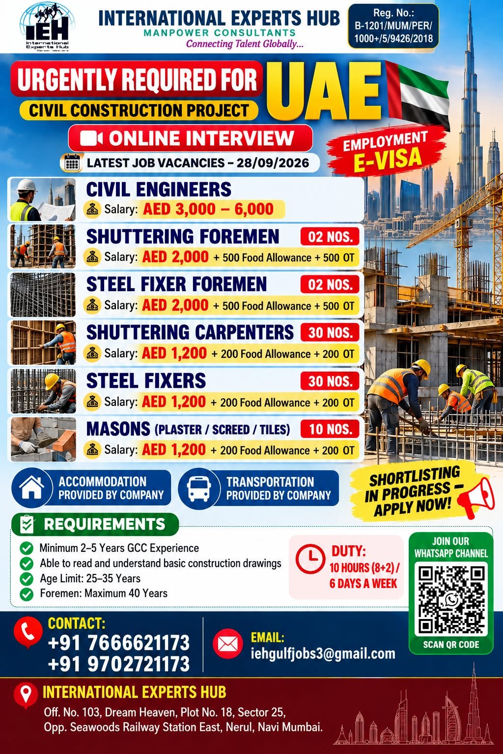 UAE Civil Construction Jobs 2026: Apply Now