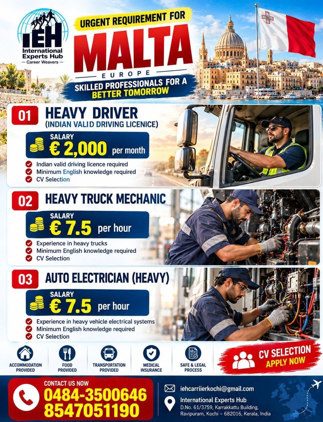 Malta Urgent Recruitment | Heavy Vehicle Jobs