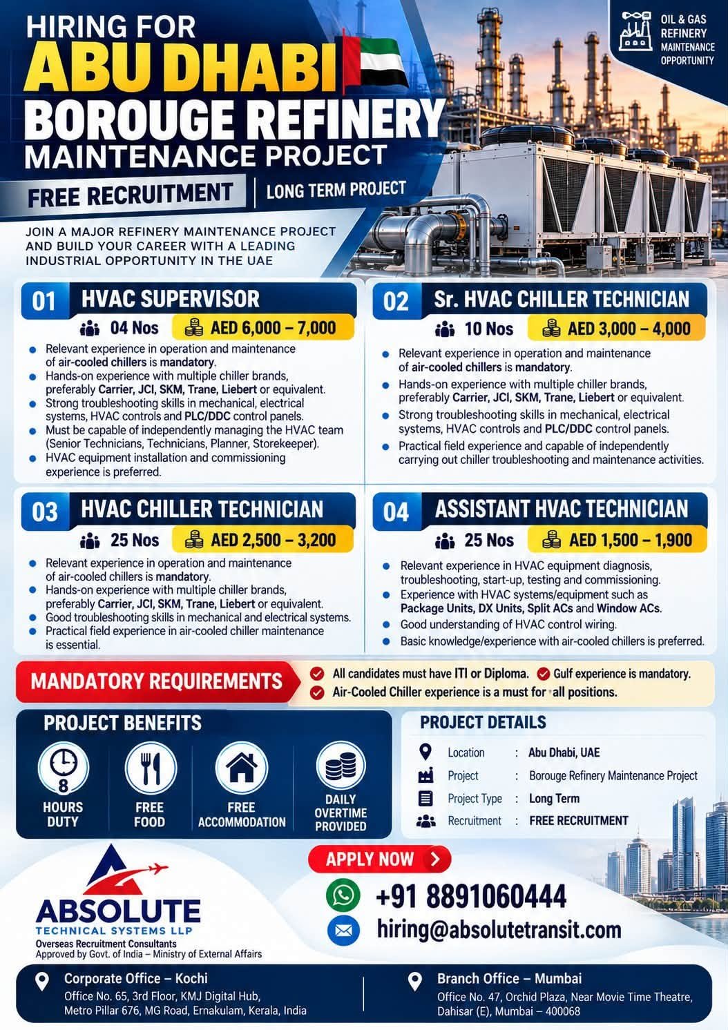 Abu Dhabi Borouge Refinery Maintenance Project Jobs 2026 – HVAC Vacancies