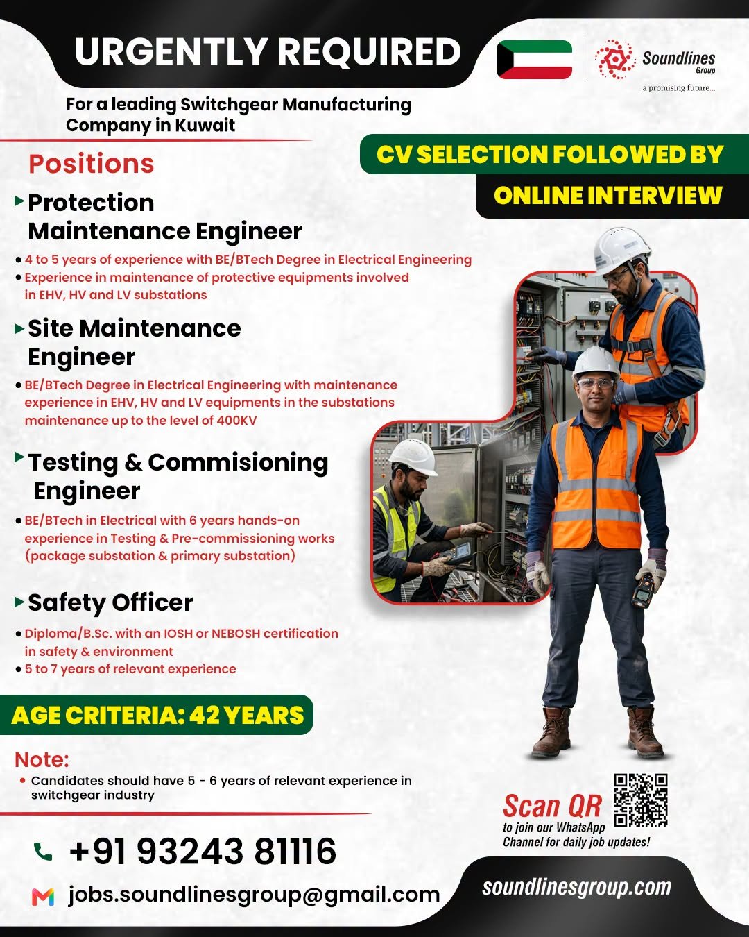 Recruitment For a leading Switchgear Manufacturing Company in Kuwait