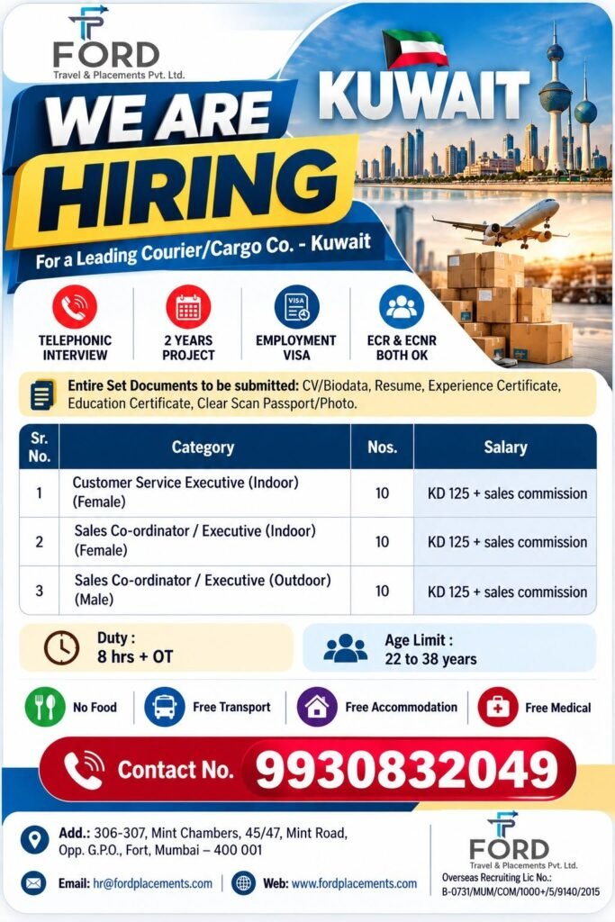 Kuwait Jobs 2026: 30 Vacancies for courier and cargo industry