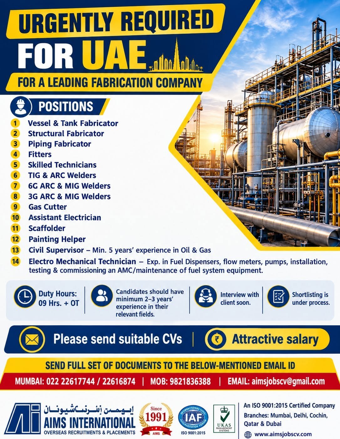 UAE Fabrication Company Jobs 2026 – Apply Now