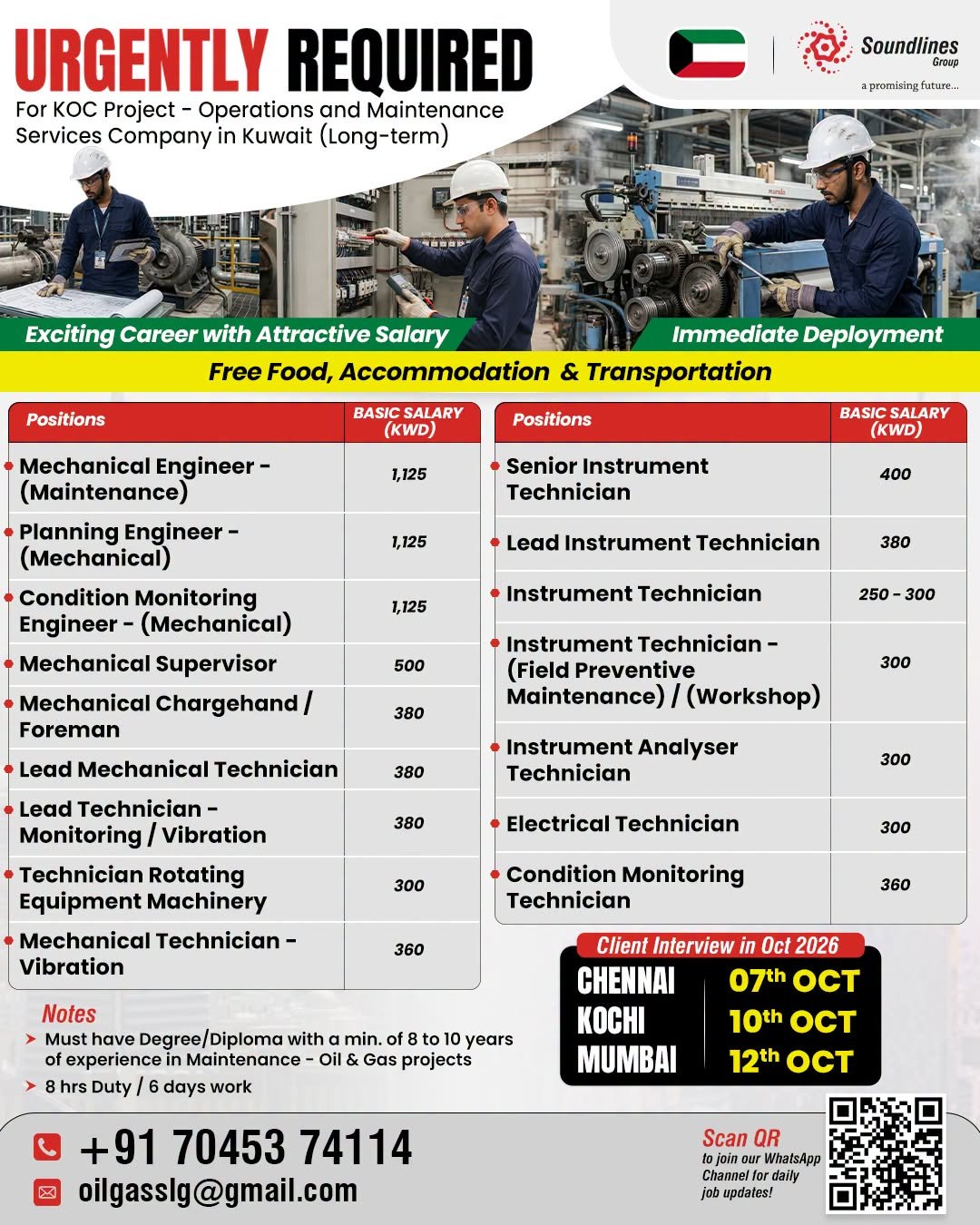 Jobs in Kuwait  - Operations and Maintenance Services Company - Apply Now