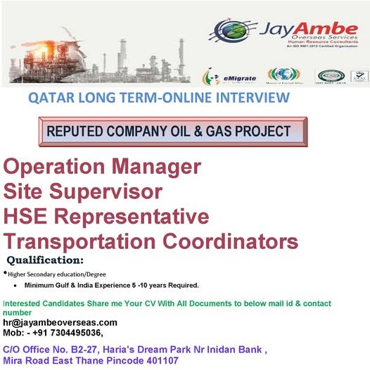 Qatar Long Term Jobs - Oil & Gas Project