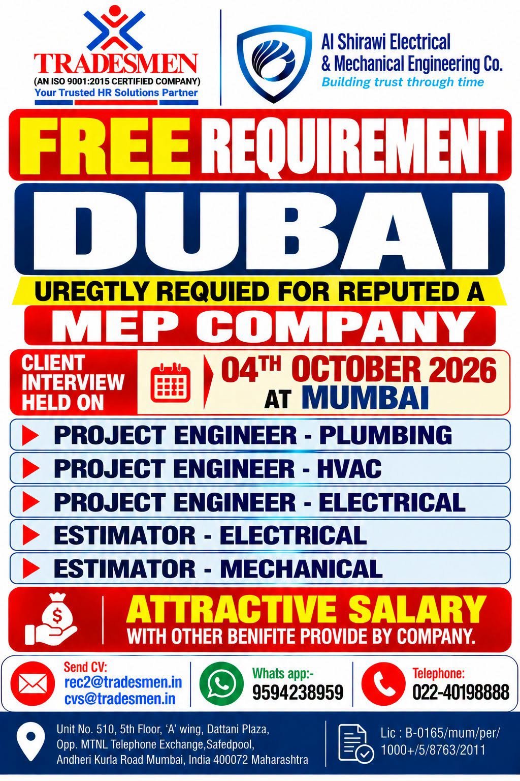Al Shirawi Dubai Jobs 2026 – Urgent Recruitment for Engineers and Estimators 