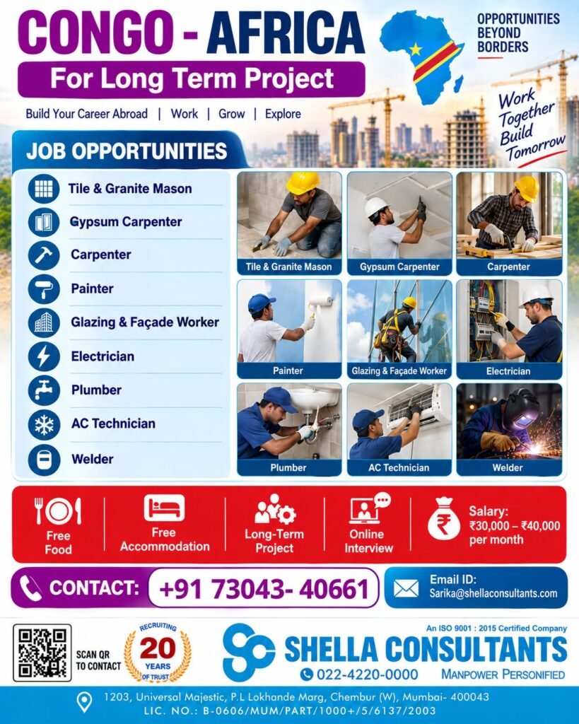 Congo Africa Jobs 2026 – Long-Term Project Recruitment Congo Africa Jobs 2026 – Long-Term Project Recruitment