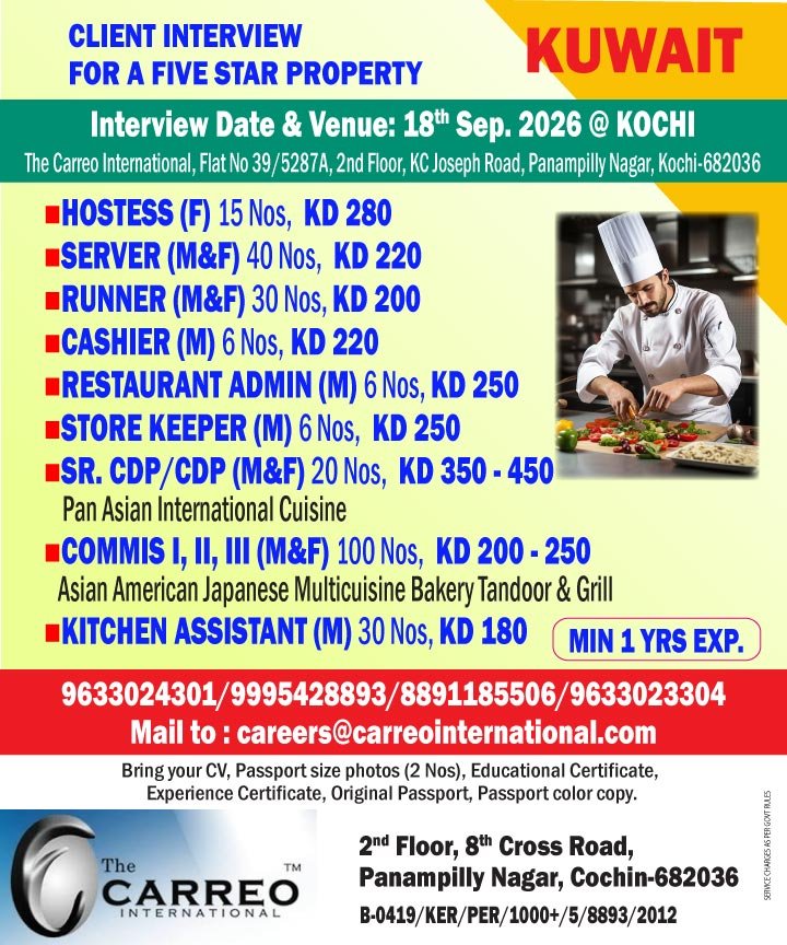 Kuwait Jobs 2026: Five Star Property Hiring for 223 Vacancies