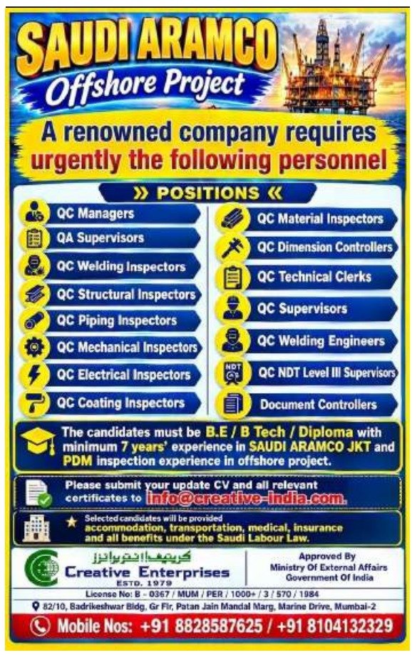 Saudi Aramco Offshore Jobs 2026: Urgent Hiring 