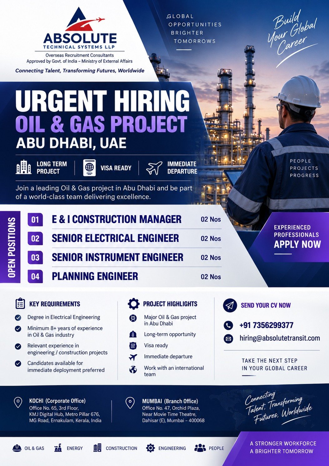 Abu Dhabi Jobs 2026 – Oil & Gas Project | Urgent Hiring for Engineers