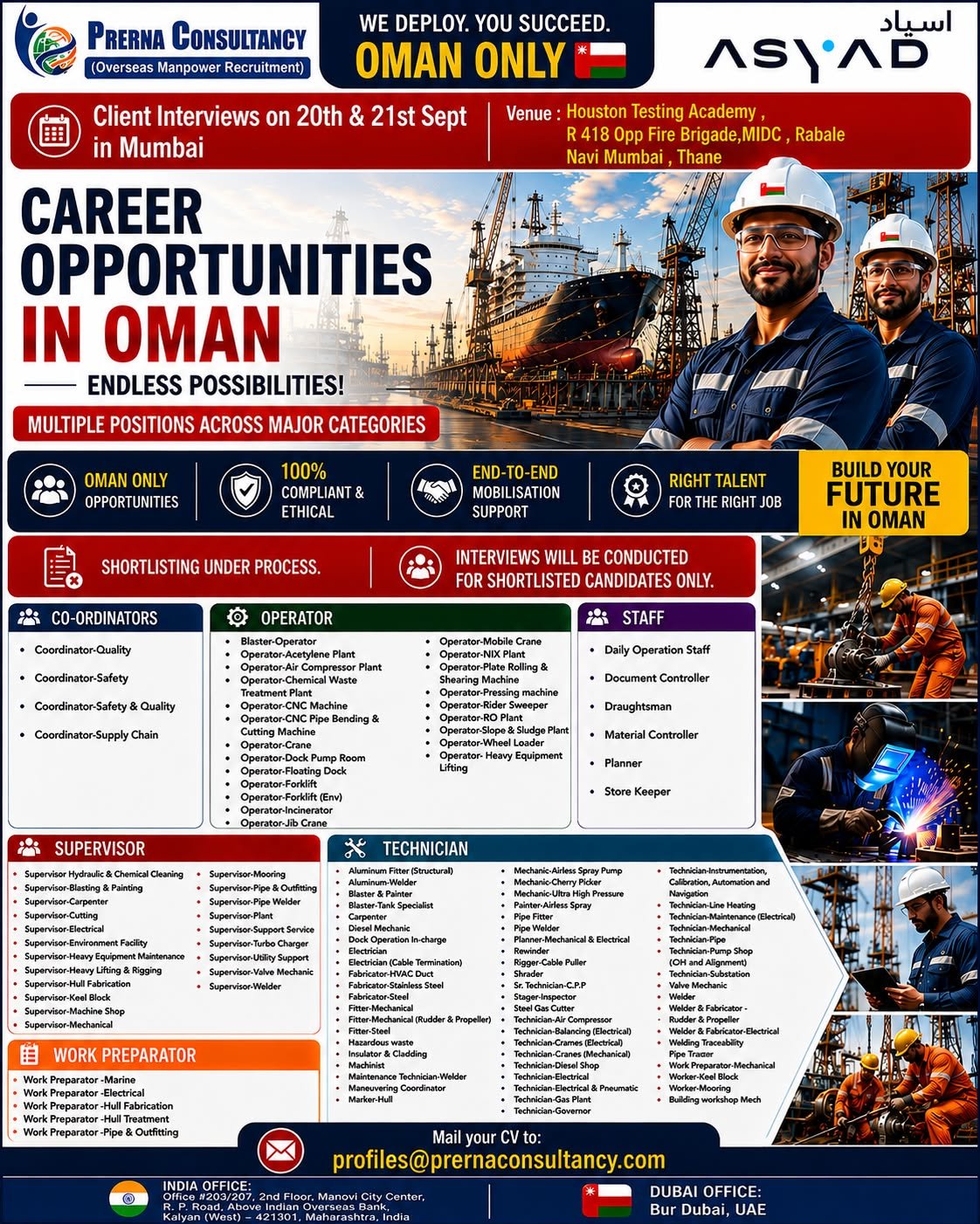 Oman Jobs 2026: Multiple Vacancies for Asyad Group Project