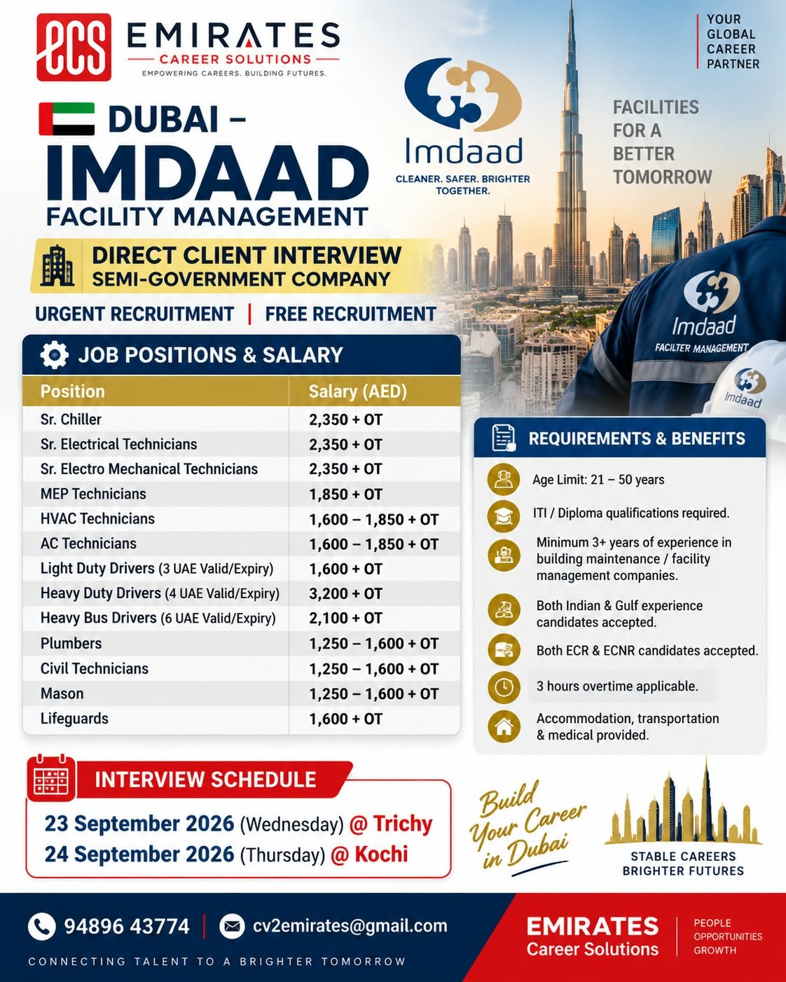 Dubai Jobs 2026 – Imdaad Facility Management | Free Recruitment