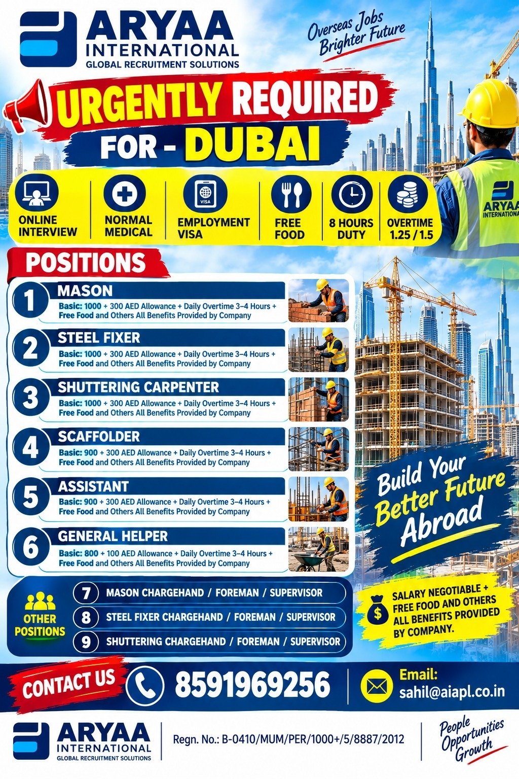 Dubai construction jobs 2026: Urgent Hiring