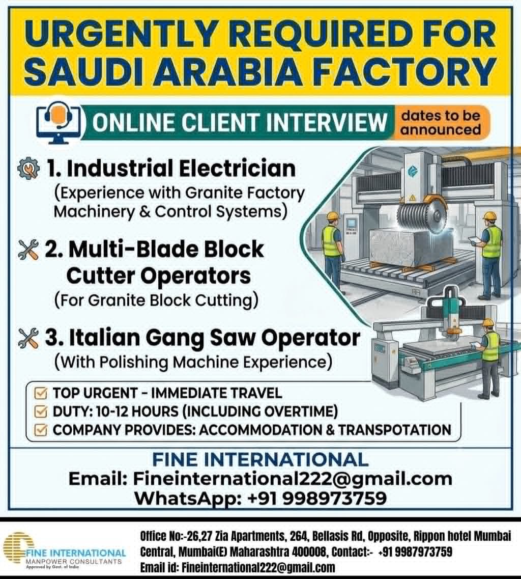 Saudi Arabia Factory Jobs 2026 – Online Client Interview 