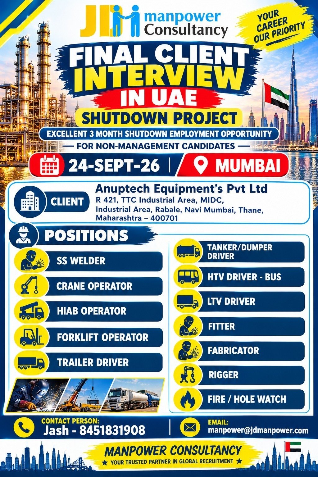 UAE Shutdown Jobs 2026 – Final Client Interview for 3-Month Shutdown Project