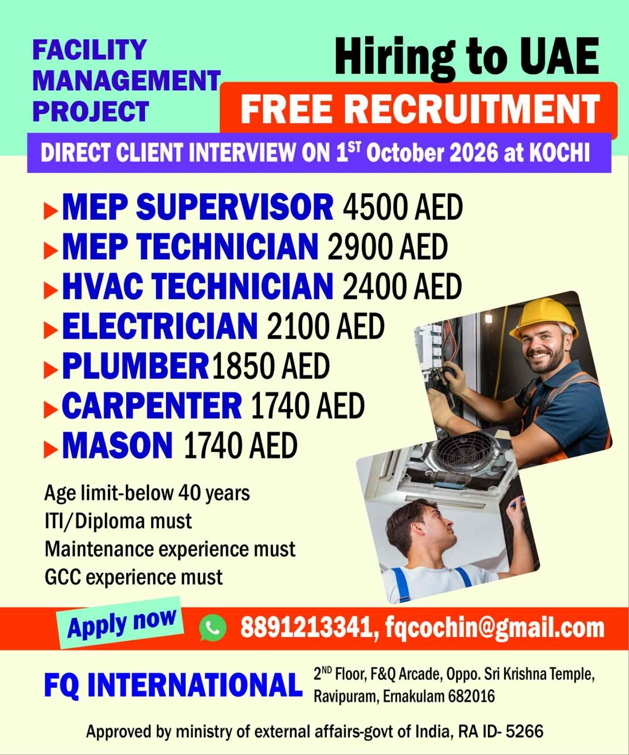 UAE Facility Management Jobs 2026 – Free Recruitment 