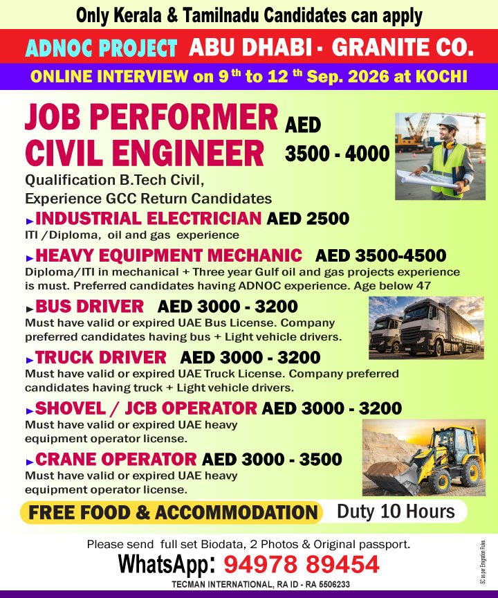 Abu Dhabi Jobs 2026: Hiring Job Performers, Civil Engineers many more