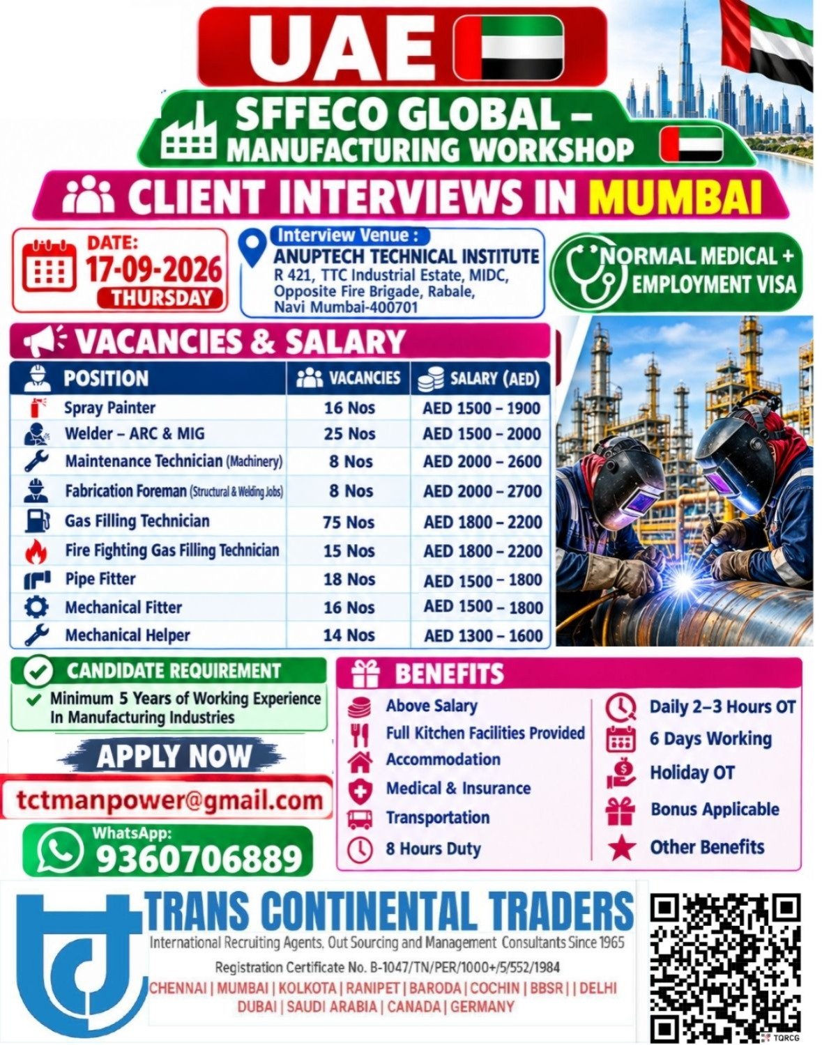 UAE Jobs 2026: Hiring For SFFECO Global Manufacturing Workshop