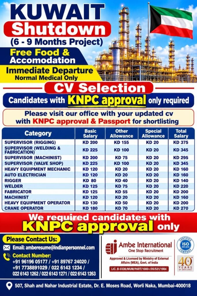 Kuwait Shutdown Project Jobs 2026 – Apply Today Kuwait Shutdown Project Jobs 2026 – Apply Today