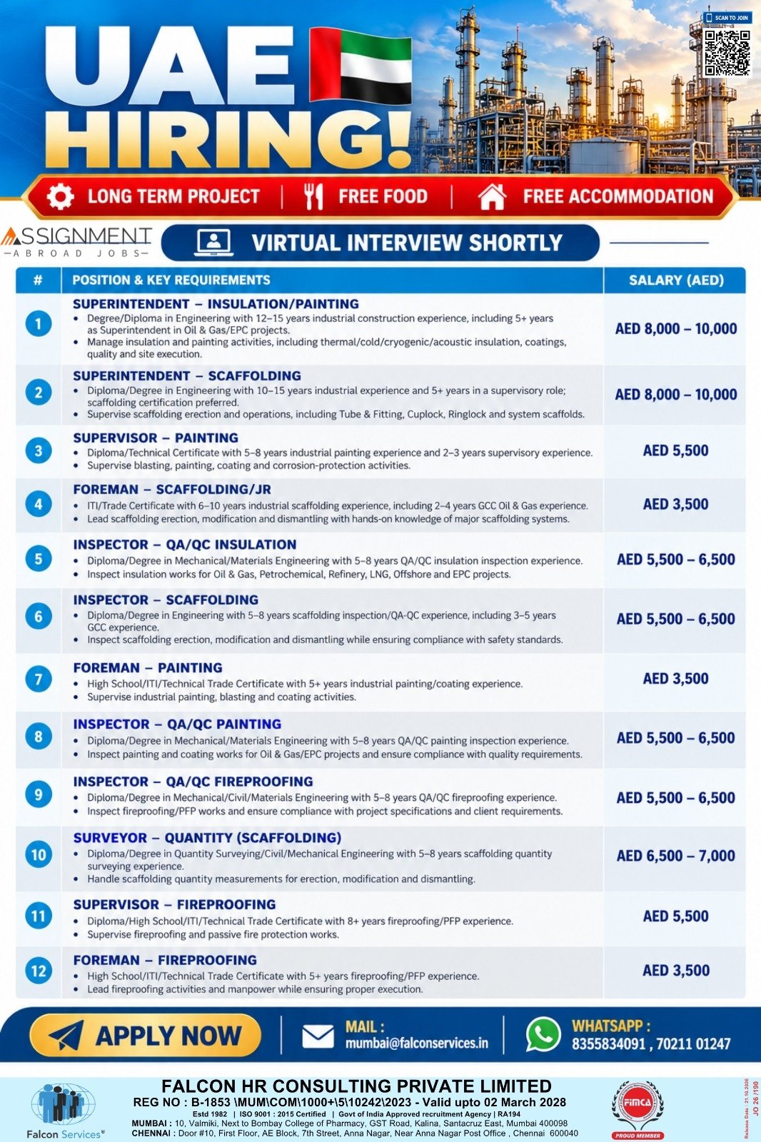 UAE Jobs 2026: Recruitment for Oil & Gas Project