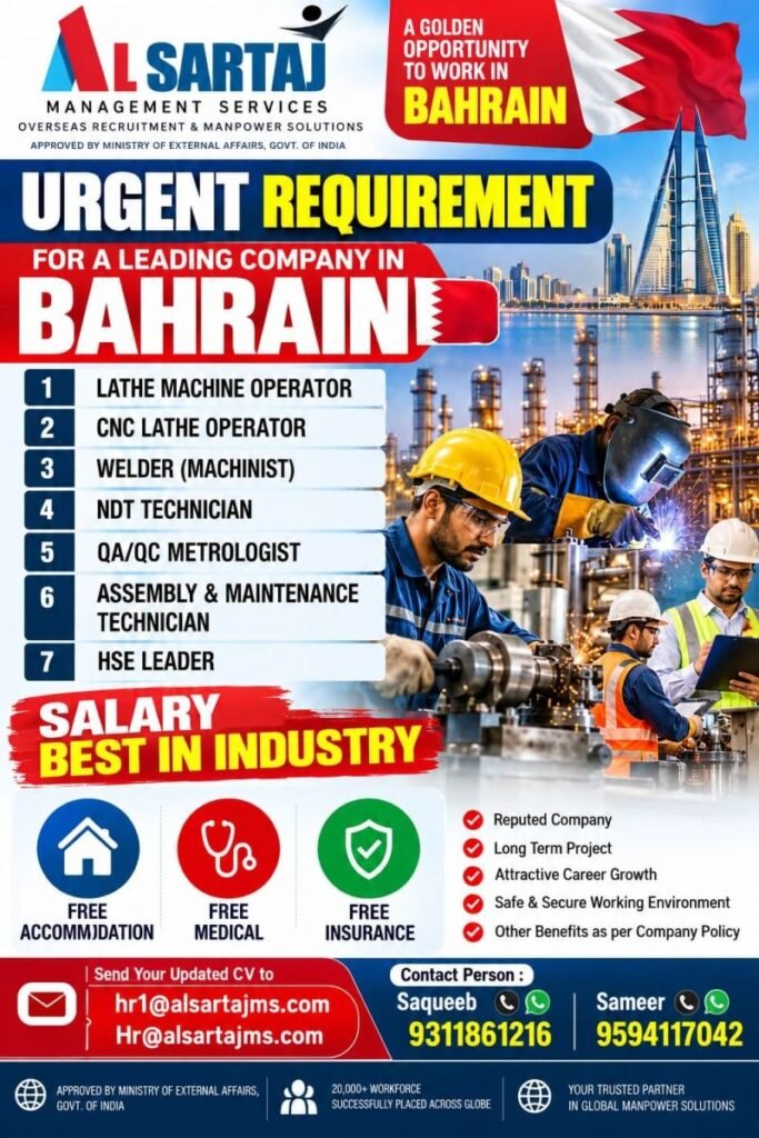 hiring skilled professionals for a leading company in Bahrain hiring skilled professionals for a leading company in Bahrain
