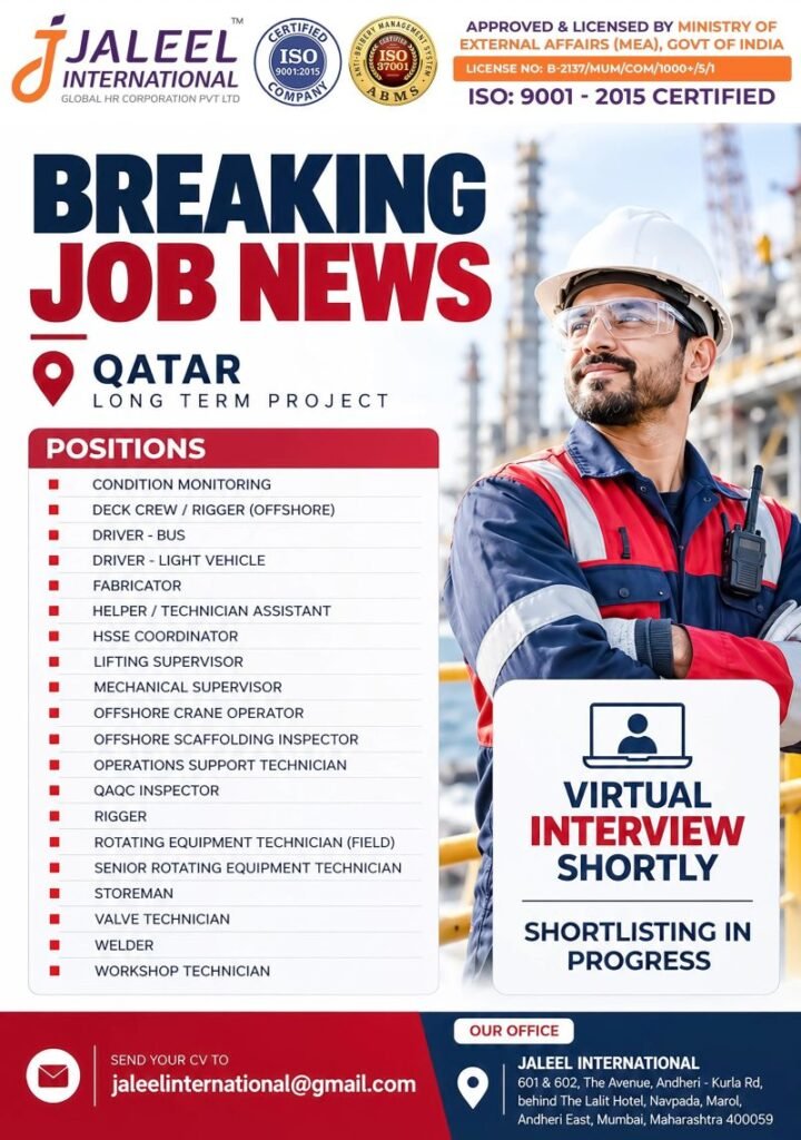 Qatar Long Term Project Jobs 2026 – Urgent Recruitment for Multiple Positions Qatar Long Term Project Jobs 2026 – Urgent Recruitment for Multiple Positions