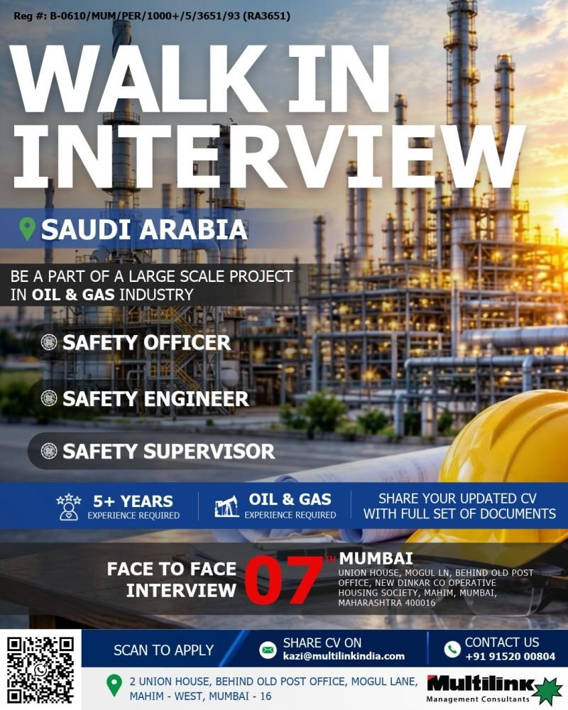 Saudi Arabia Oil & Gas Jobs 2026 β Safety Officer, Safety Engineer & Safety Supervisor Vacancies Saudi Arabia Oil & Gas Jobs 2026 β Safety Officer, Safety Engineer & Safety Supervisor Vacancies