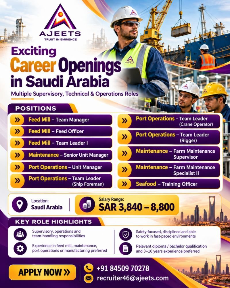 Career opportunities in Saudi Arabia - Apply Now