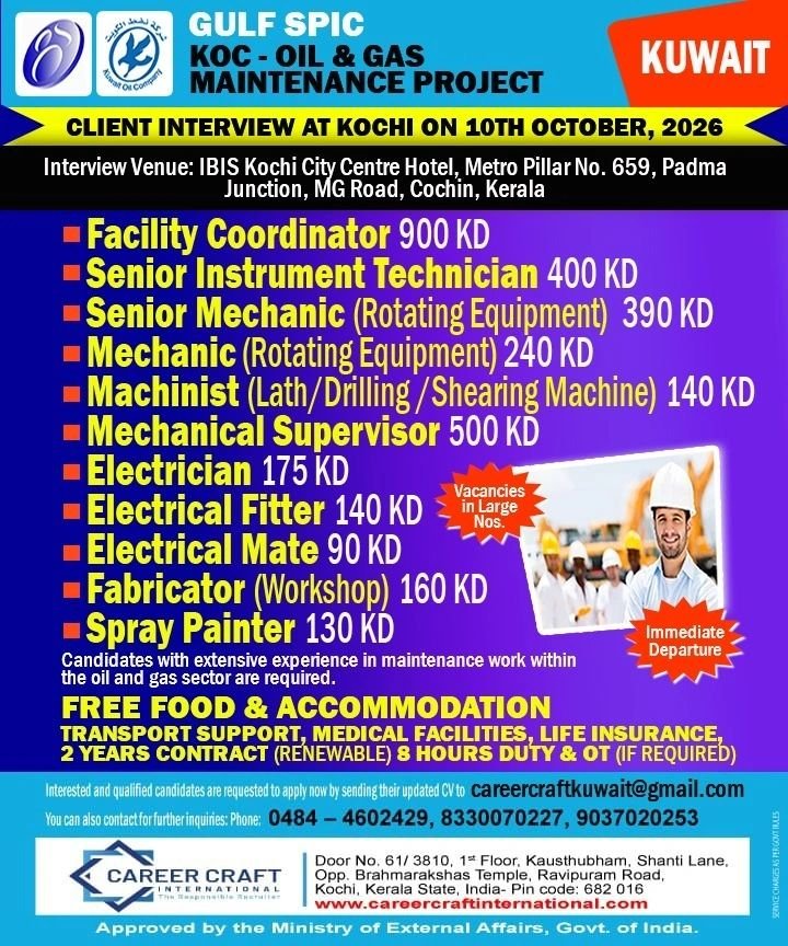 Kuwait Oil & Gas Jobs 2026 – Gulf Spic Maintenance Project Vacancies