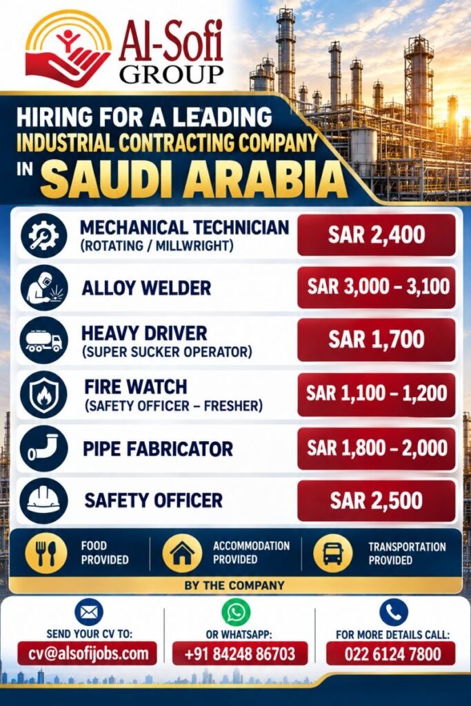 Saudi Arabia Jobs 2026: Industrial Contracting Company Hiring