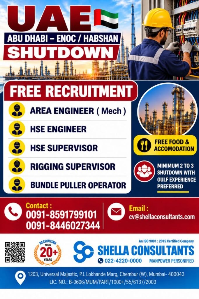 UAE Jobs 2026: Abu Dhabi ENOC / Habshan shutdown project