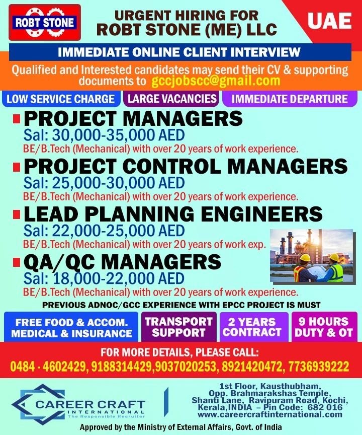 UAE Jobs 2026 | Robt Stone ME LLC Jobs