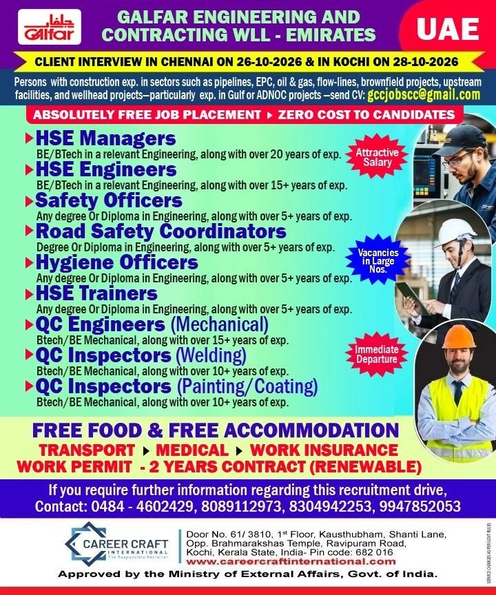 UAE Jobs 2026 – Galfar Engineering & Contracting Vacancies for HSE, Safety & QC Professionals
