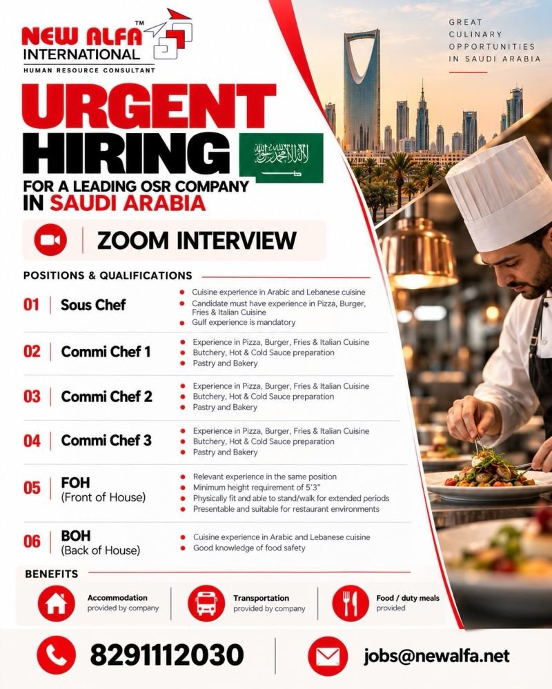 Hiring for a leading OSR company in Saudi Arabia