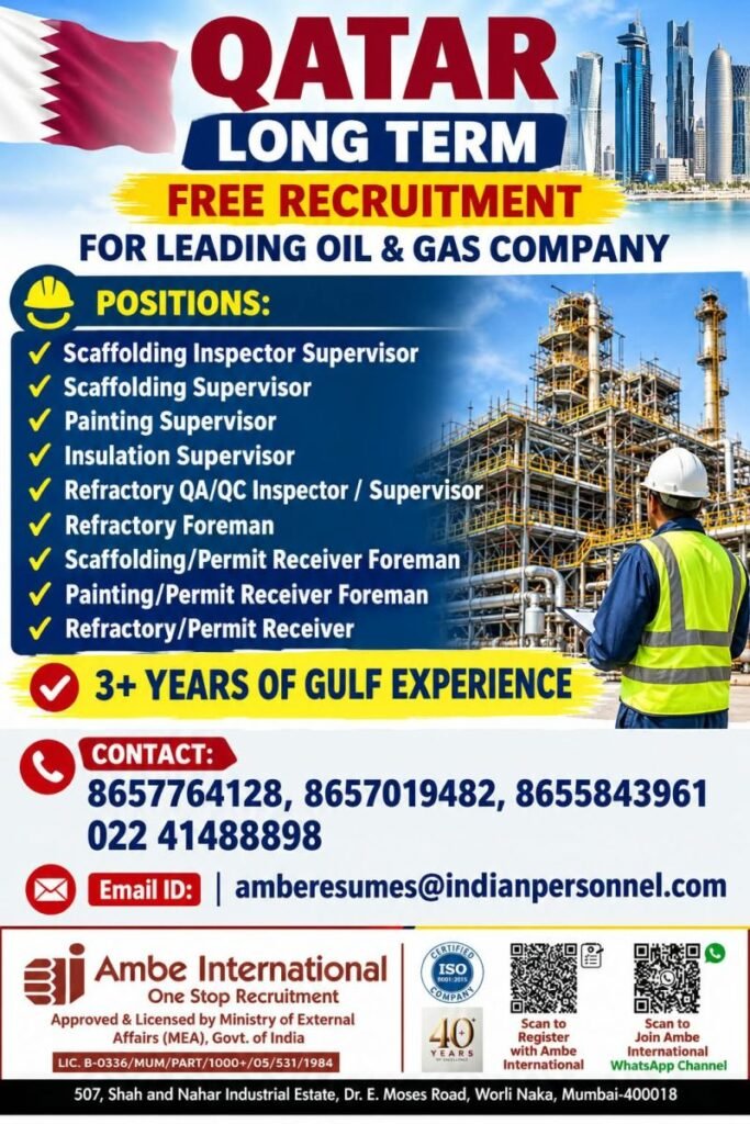 Free Recruitment for a Leading Oil & Gas Company in Qatar