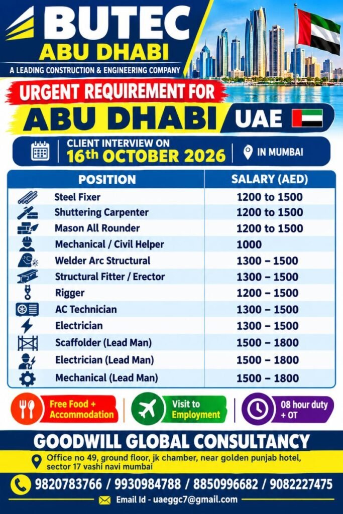 Abu Dhabi Jobs 2026: Butech Hiring for Construction and Engineering Positions
