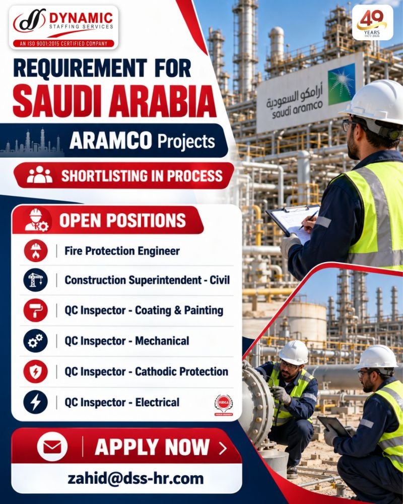 Recruitment For Saudi Arabia - Aramco Project